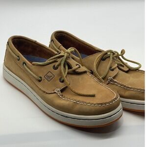 Sperry Cup Collection Boat Shoes Men 9.5M Tan Leather Nautical Deck Loafer